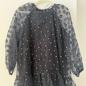 Zara Sheer Polka Dot & Floral Ruffle Dress – Size M
